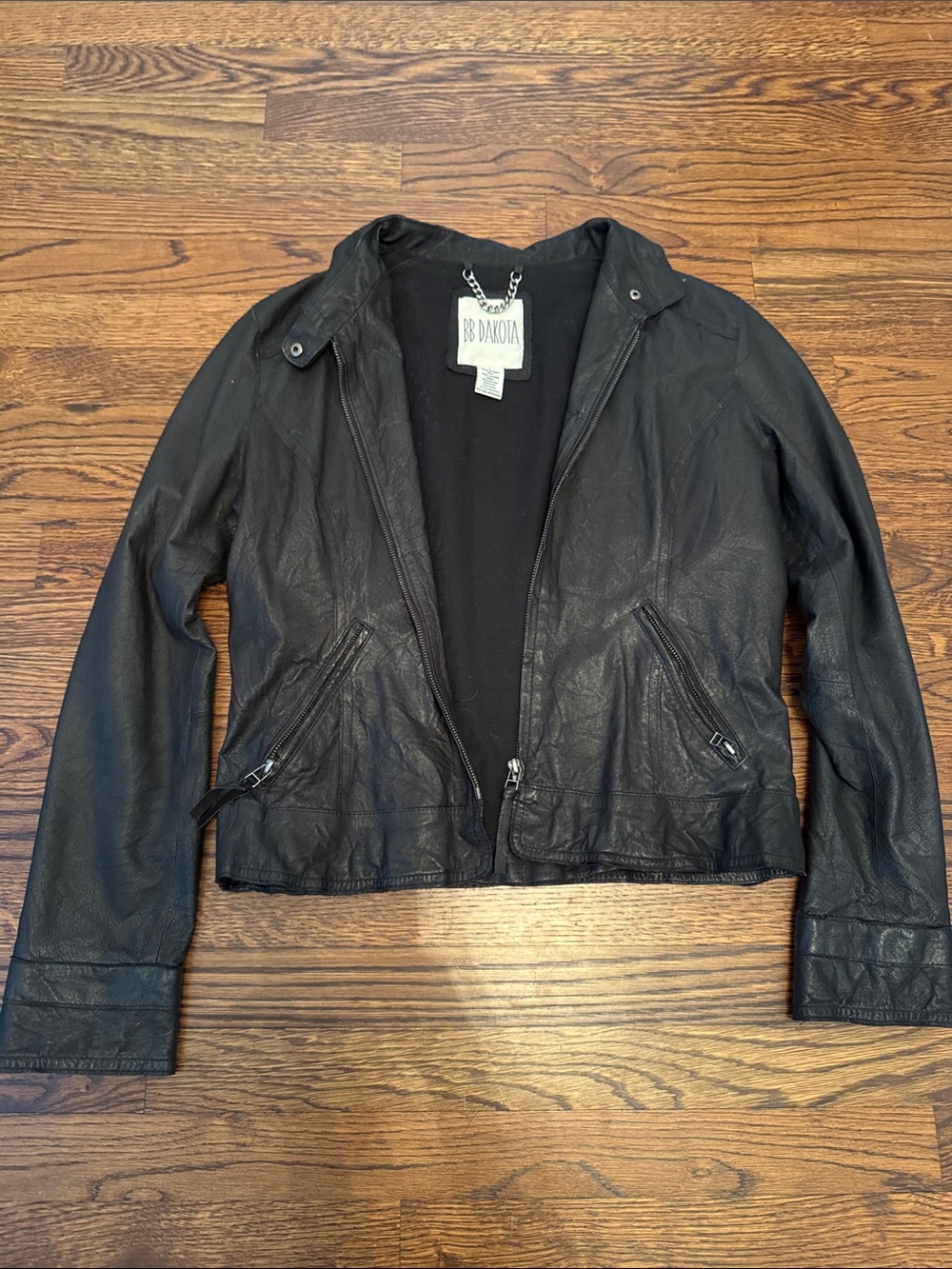 BB Dakota Women's Black Soft Leather Zip Front Jacket